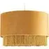 Drum Pendant Shade with Tassels - Ochre Mustard, Velvet