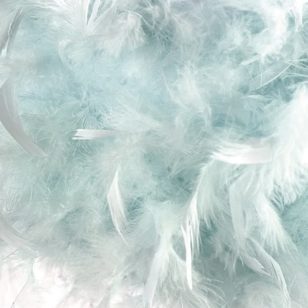 Feather Drum Pendant Shade with Acrylic Droplets - Duck Egg