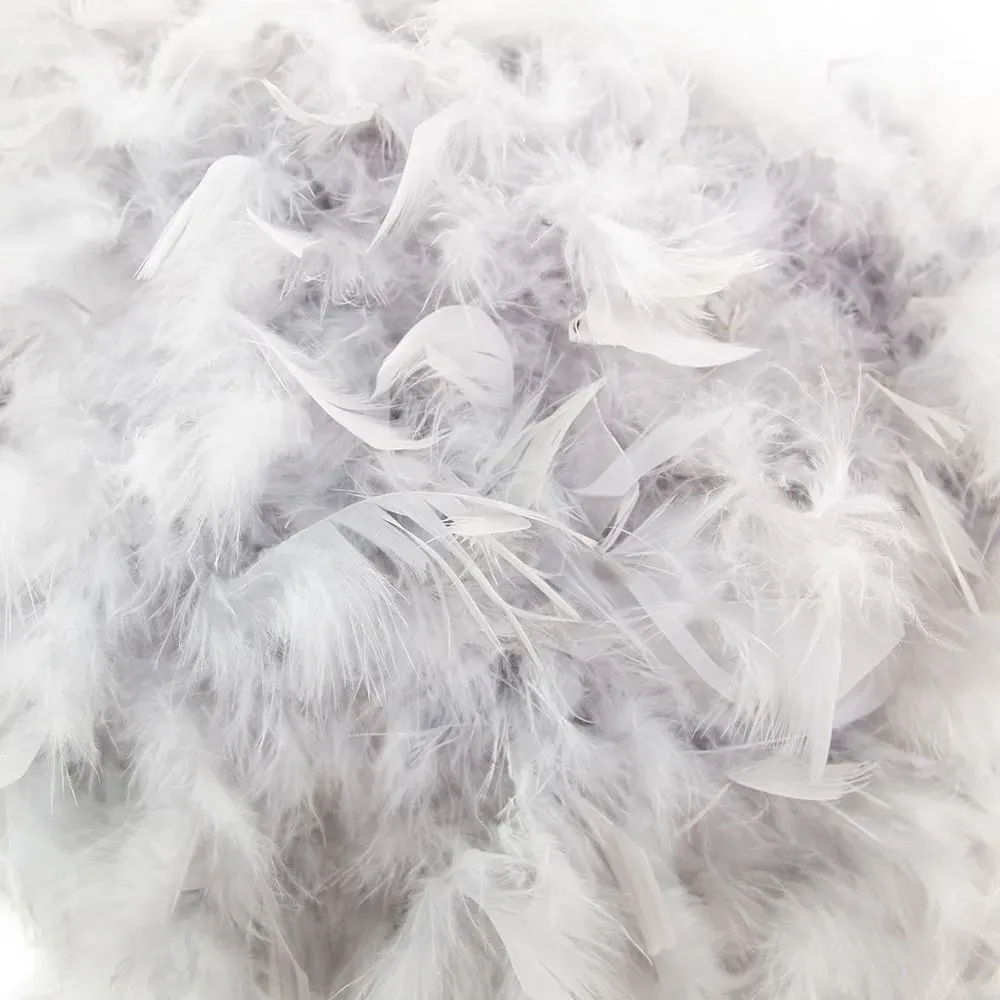 Feather Drum Pendant Shade with Acrylic Droplets - Grey