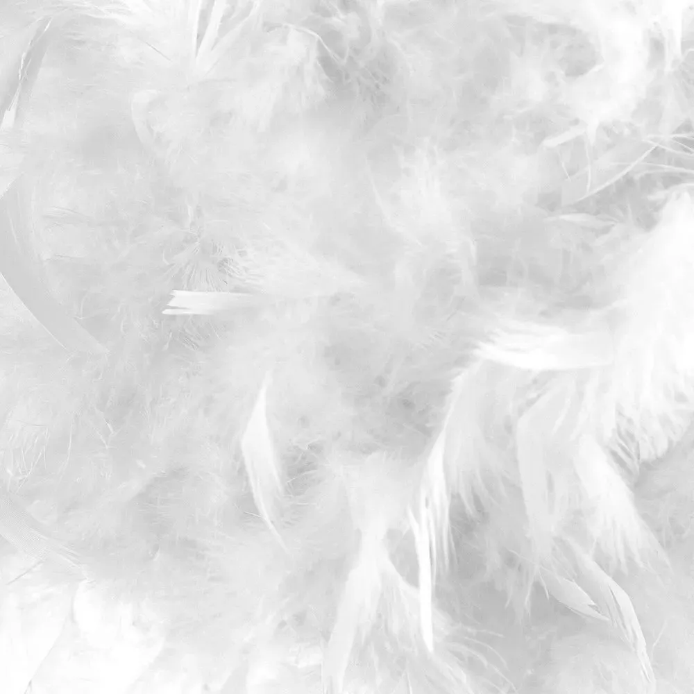 Feather Drum Pendant Shade with Acrylic Droplets - White