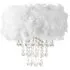 Feather Drum Pendant Shade with Acrylic Droplets - White