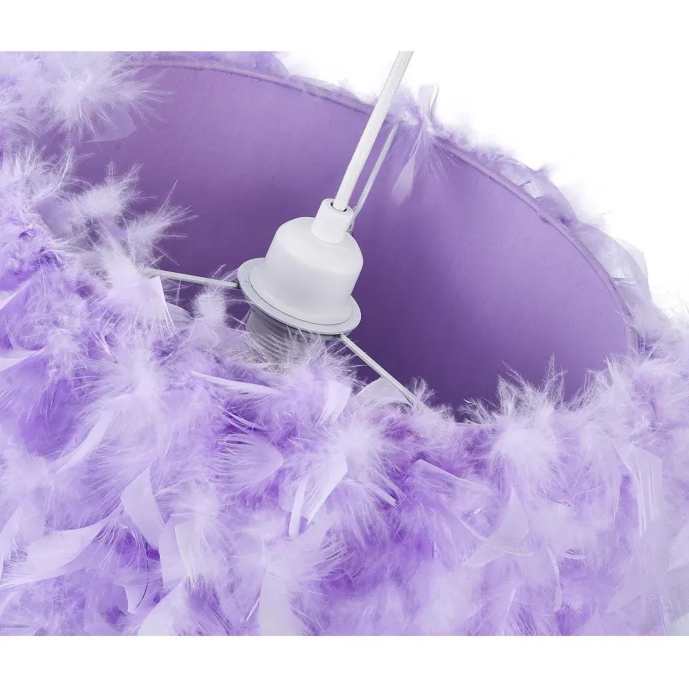 Feather Pendant Shade with Acrylic Droplets - Lilac