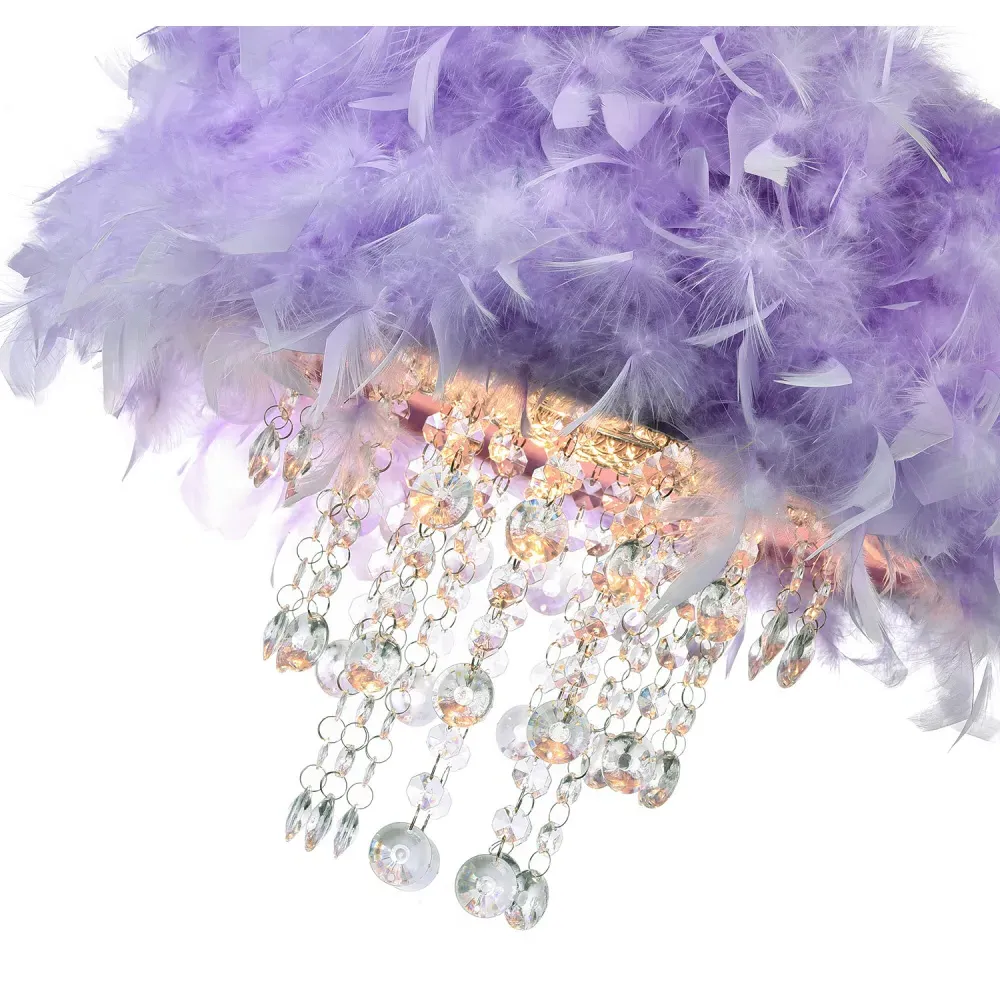 Feather Pendant Shade with Acrylic Droplets - Lilac