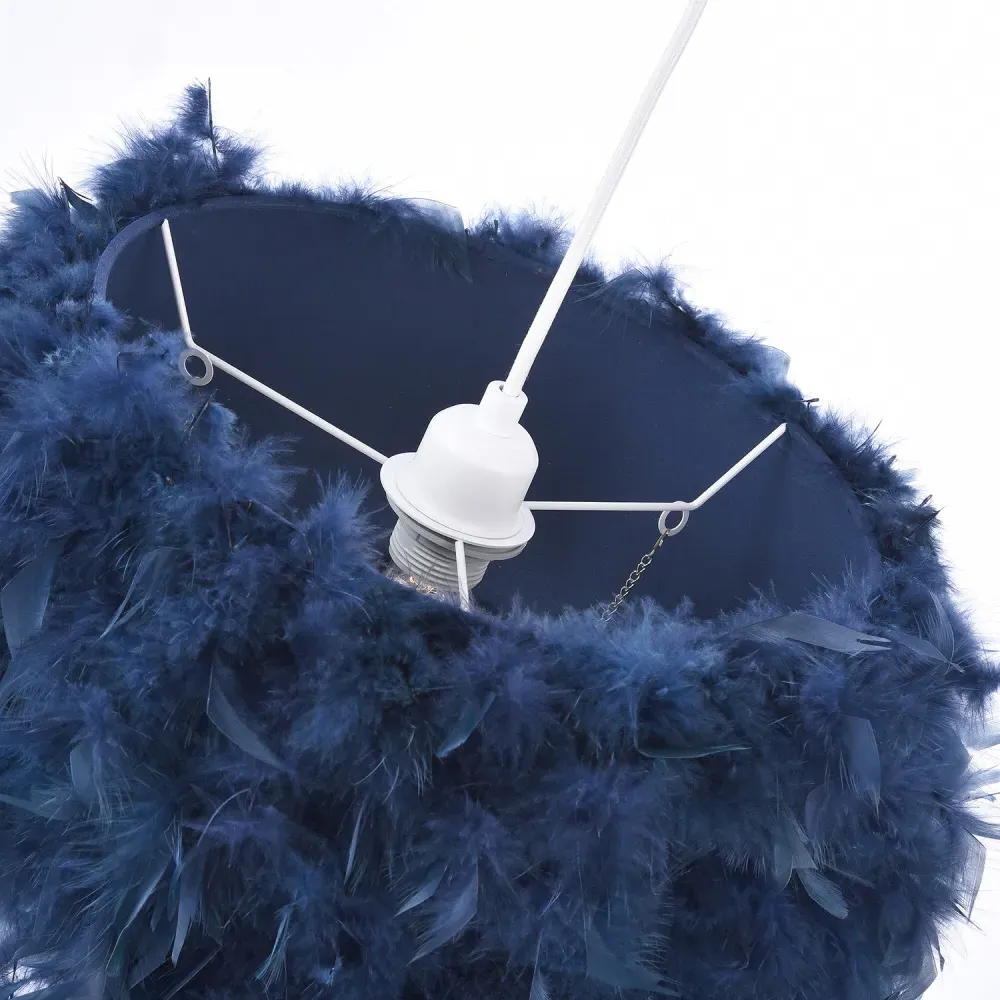 Feather Pendant Shade with Acrylic Droplets - Navy Blue