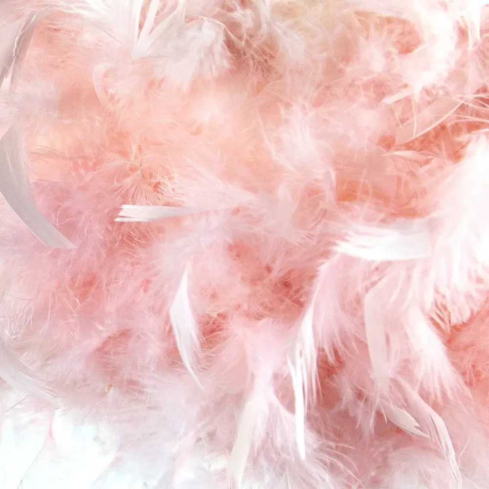 Feather Pendant Shade with Acrylic Droplets - Pink