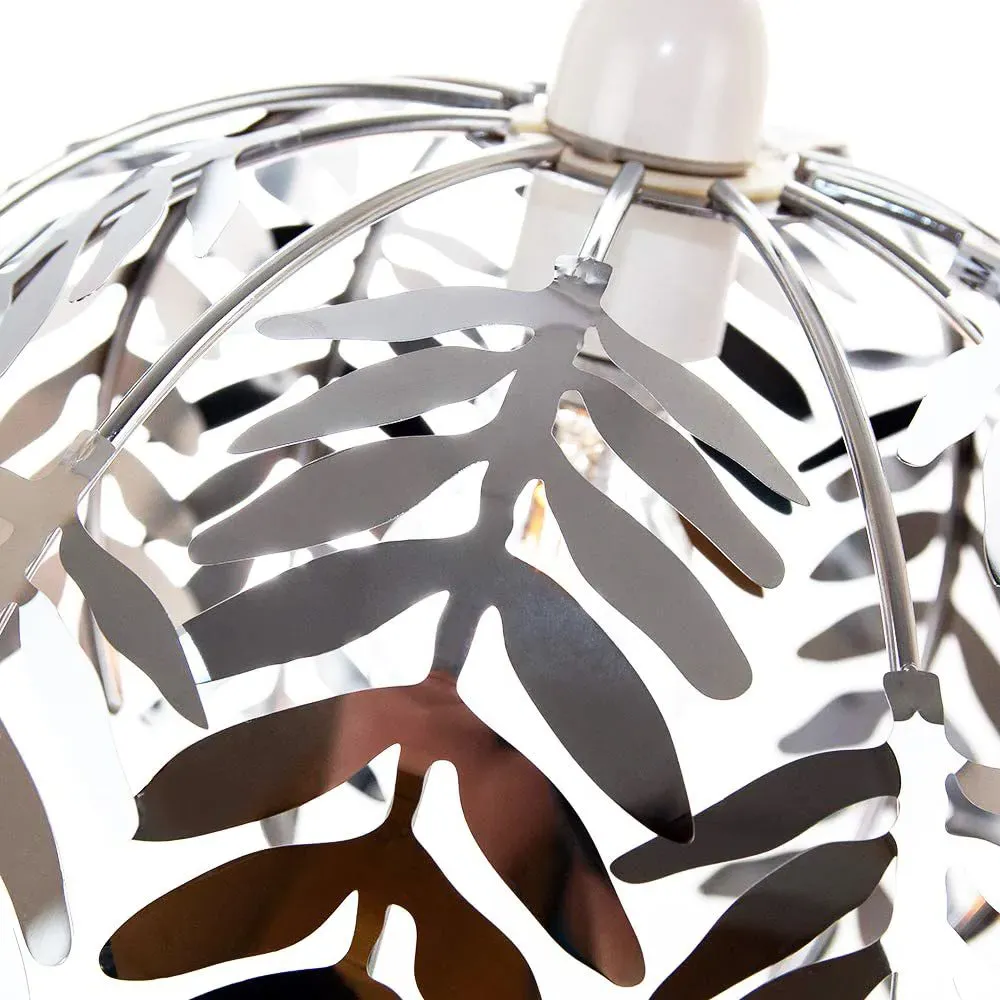 Fern Leaf Design Pendant Shade - Silver, Chrome