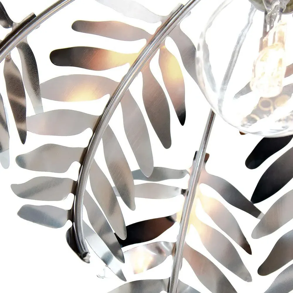 Fern Leaf Design Pendant Shade - Silver, Chrome