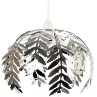 Fern Leaf Design Pendant Shade - Silver, Chrome