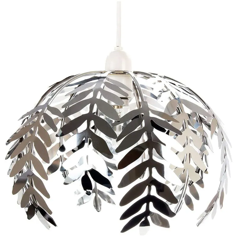 Fern Leaf Design Pendant Shade - Silver, Chrome