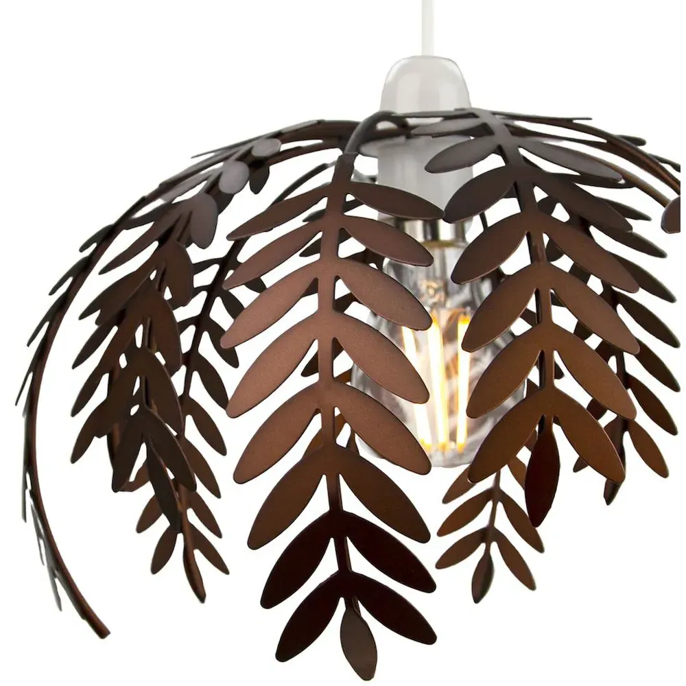 Fern Leaf Pendant Light Shade - Bronze, Metal