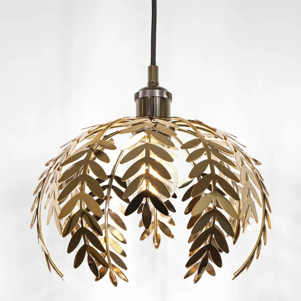 Fern Leaf Pendant Light Shade - Gold, Metal