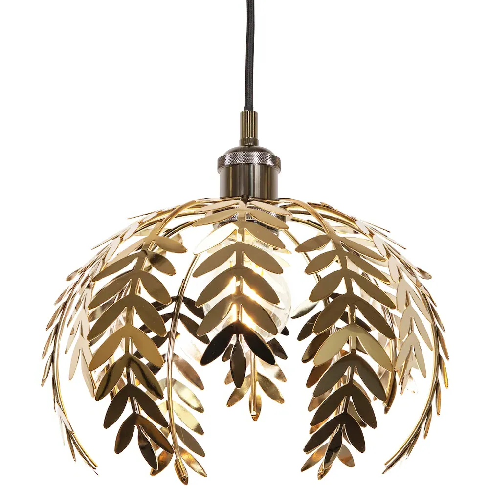 Fern Leaf Pendant Light Shade - Gold, Metal