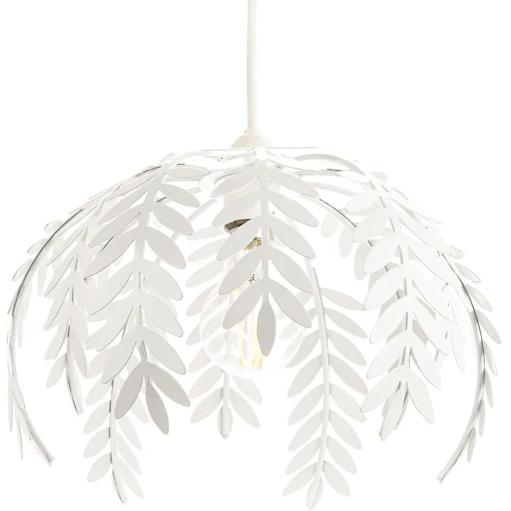 Fern Leaf Pendant Light Shade - White, Metal