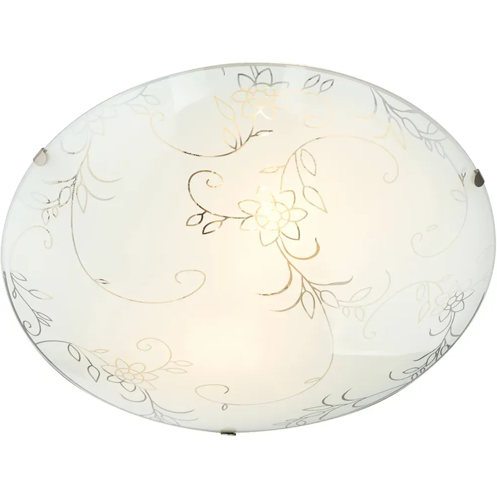 Floral Opal Glass Ceiling Light with Clear Inner Lines - White