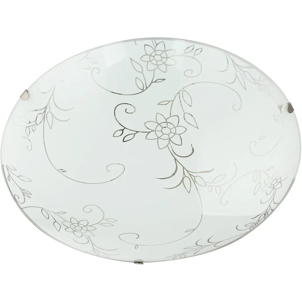 Floral Opal Glass Ceiling Light with Clear Inner Lines - White