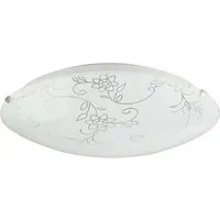 Floral Opal Glass Ceiling Light with Clear Inner Lines - White
