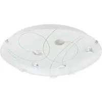 Flush Ceiling Light with Crystal Drop - White, Glass