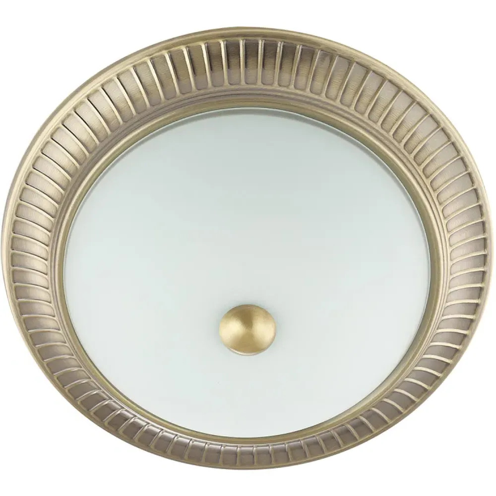 Flush Ceiling Light with Glass Diffuser - Gold, Brass