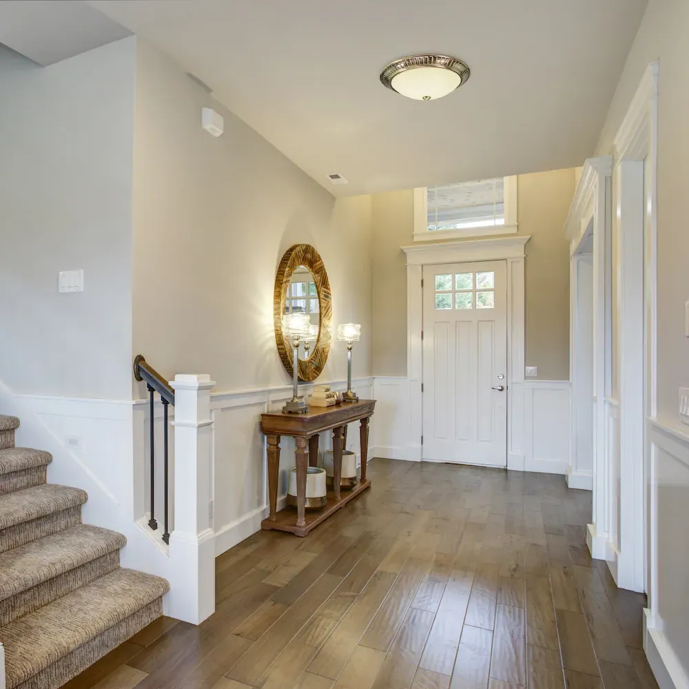 Flush Ceiling Light with Opal Glass Diffuser - Antique Brass