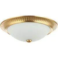 Flush Ceiling Light with Opal Glass Diffuser - Brushed Gold