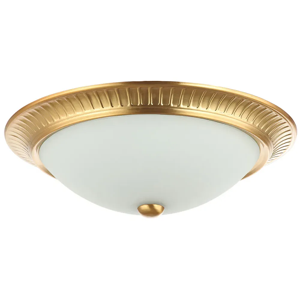 Flush Ceiling Light with Opal Glass Diffuser - Brushed Gold image