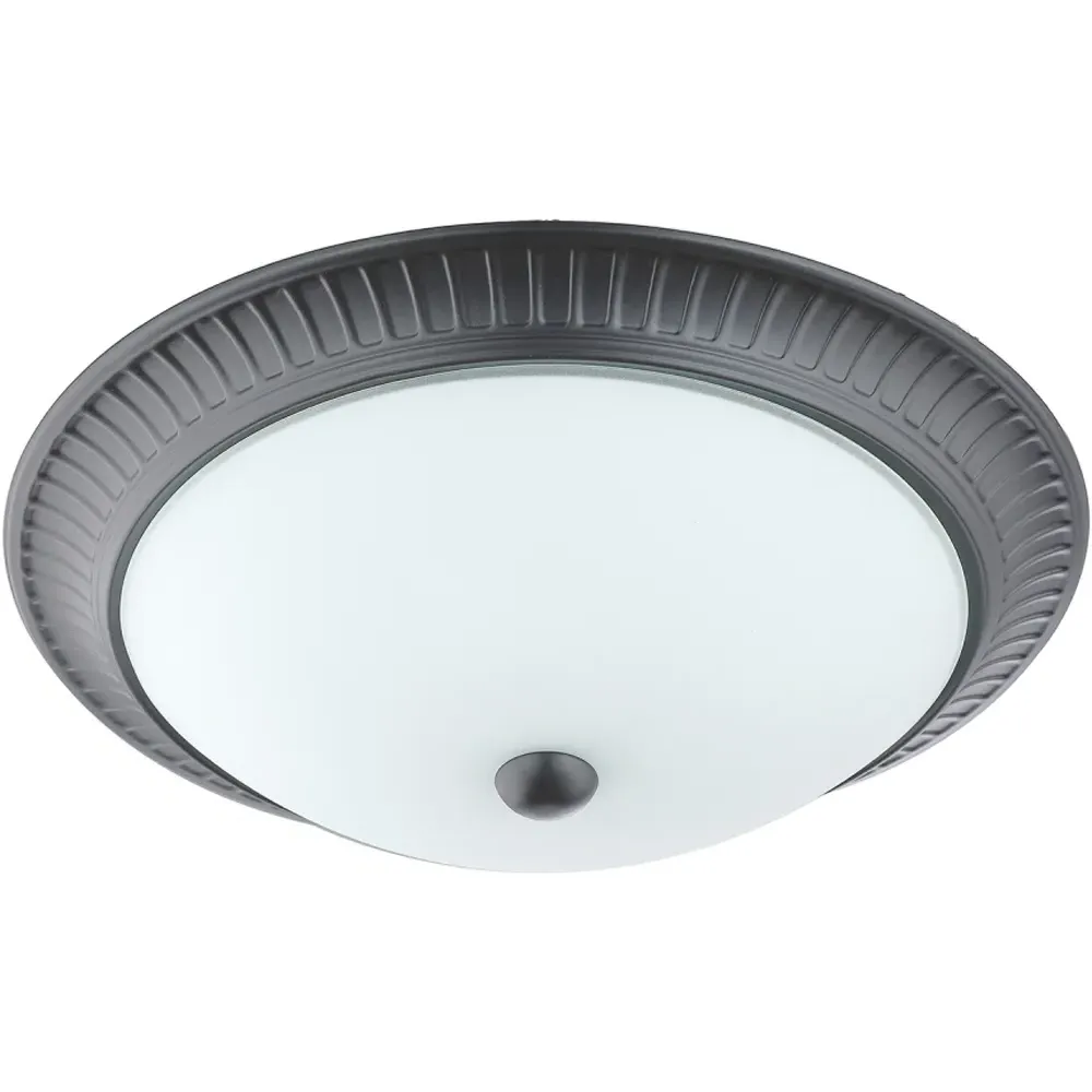 Flush Ceiling Light with Opal Glass Diffuser - Matt Black