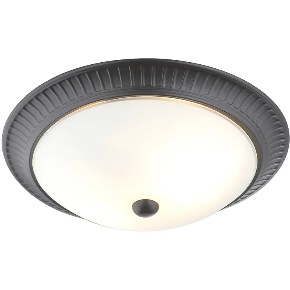 Flush Ceiling Light with Opal Glass Diffuser - Matt Black