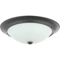 Flush Ceiling Light with Opal Glass Diffuser - Matt Black