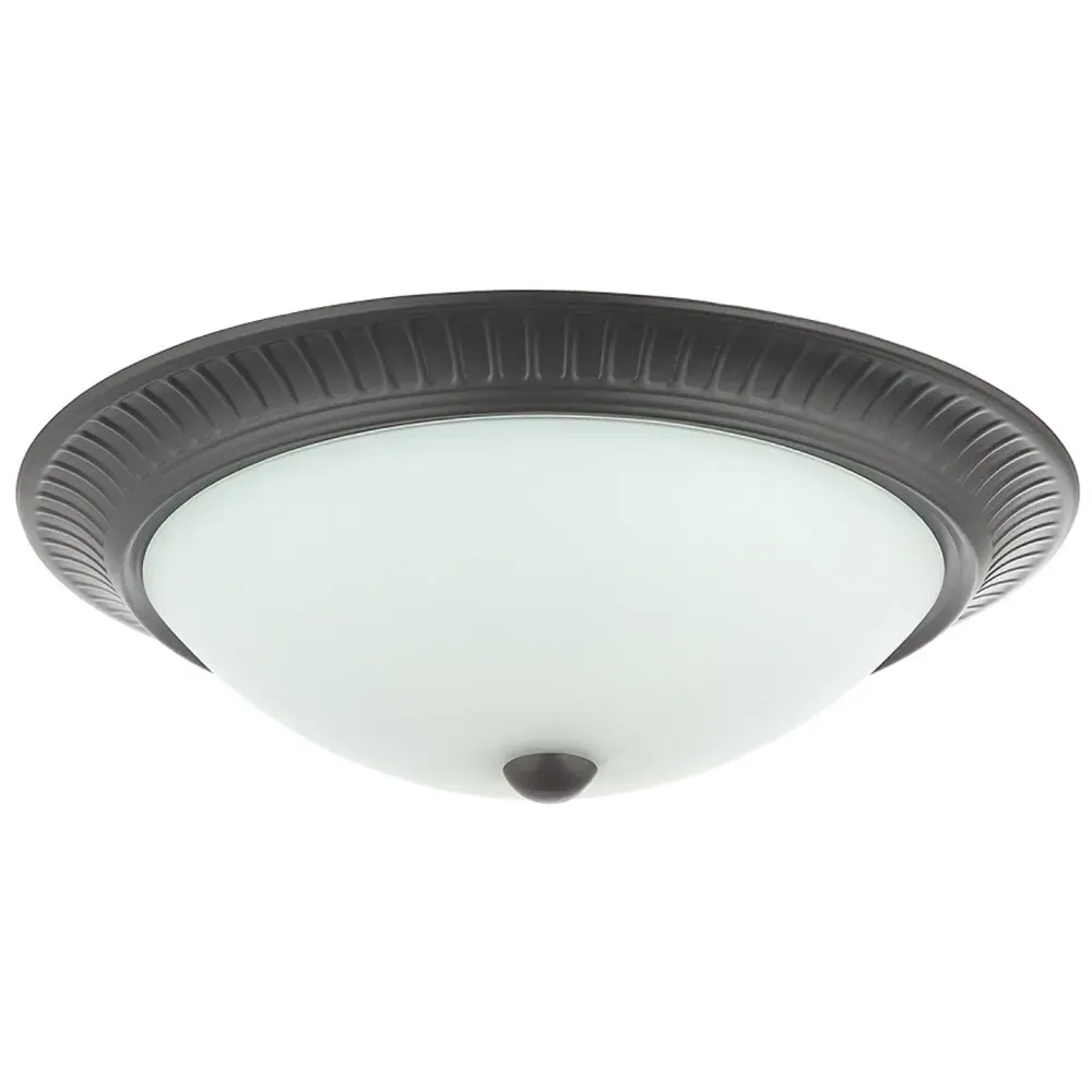 Flush Ceiling Light with Opal Glass Diffuser - Matt Black