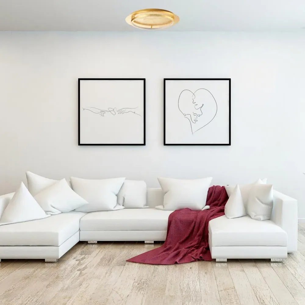 Flush Mount LED Ceiling Light with Brushed Gold Foil - Gold