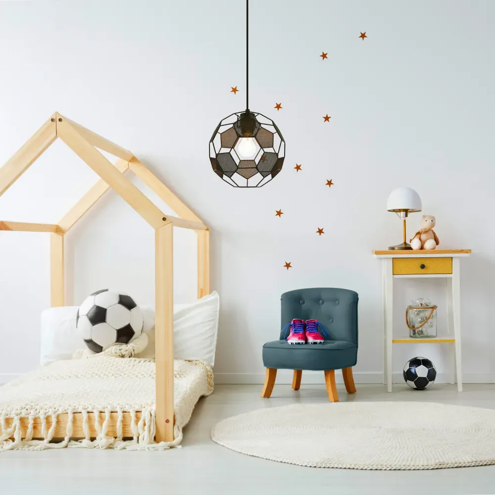 Football Soccer Pendant Lamp Shade - Black, Metal