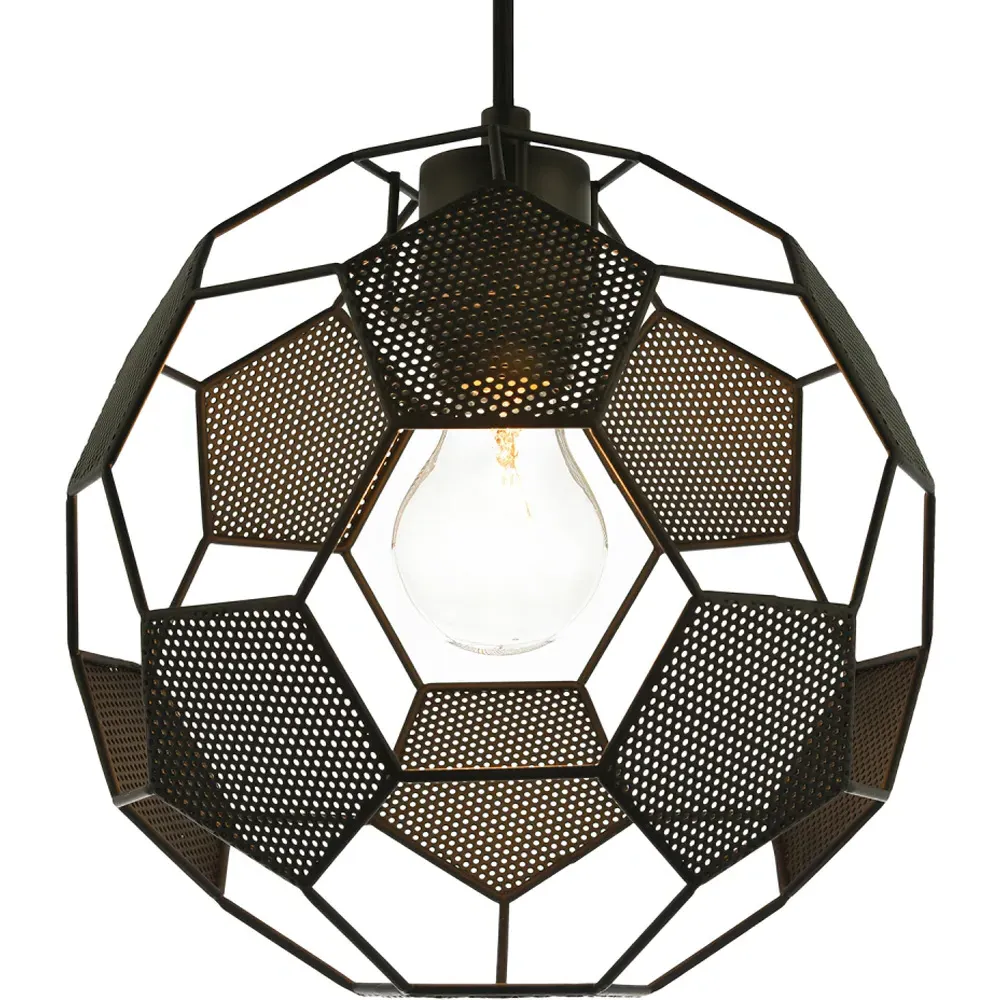 Football Soccer Pendant Lamp Shade - Black, Metal