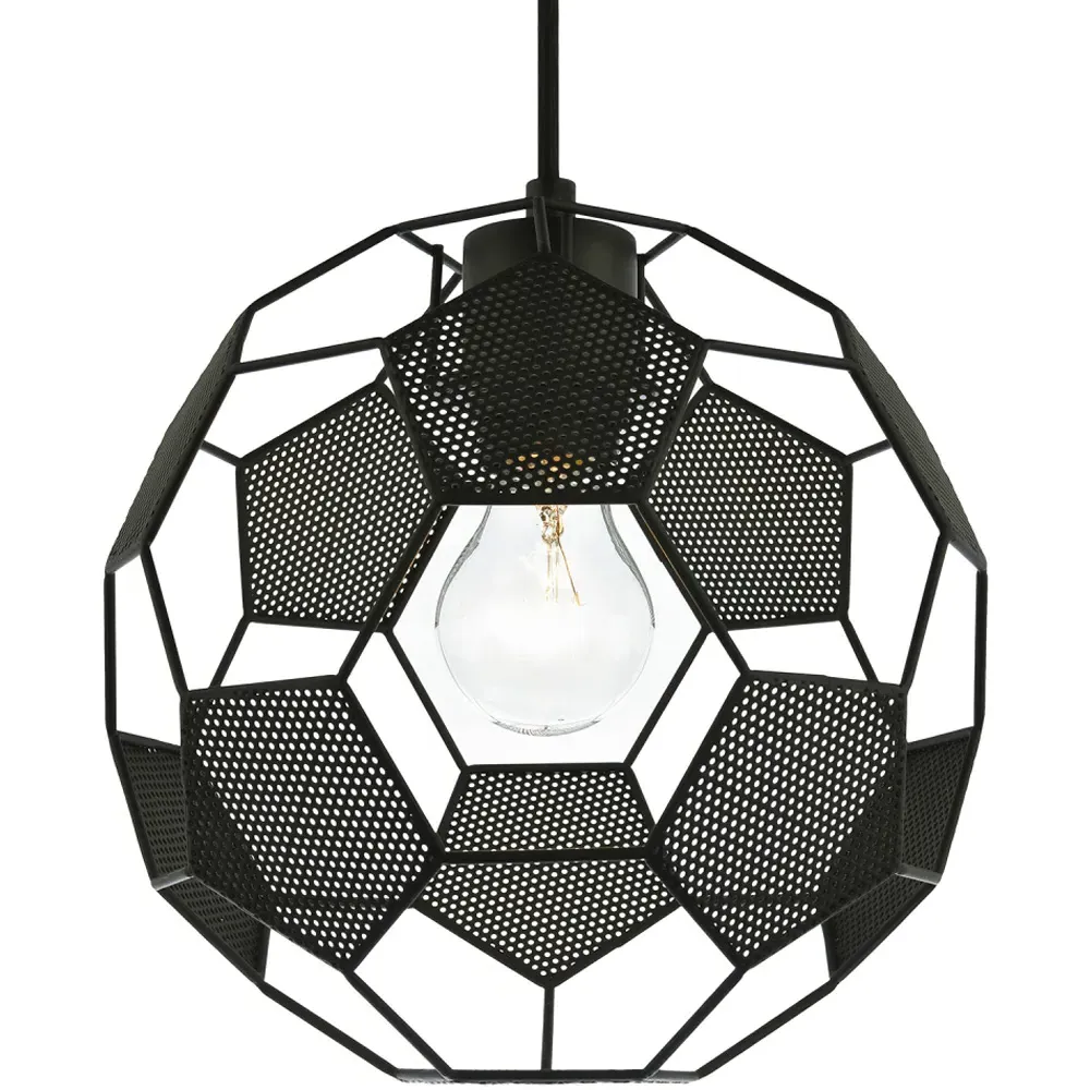 Football Soccer Pendant Lamp Shade - Black, Metal
