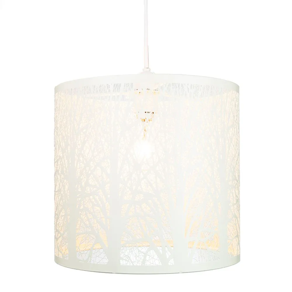 Forest Design Pendant Shade - Cream, Metal