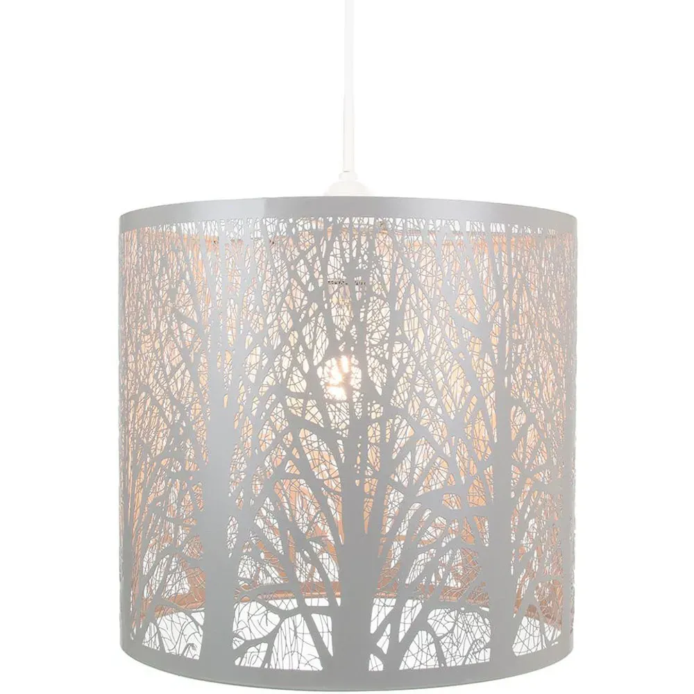 Forest Design Pendant Shade - Grey, Metal