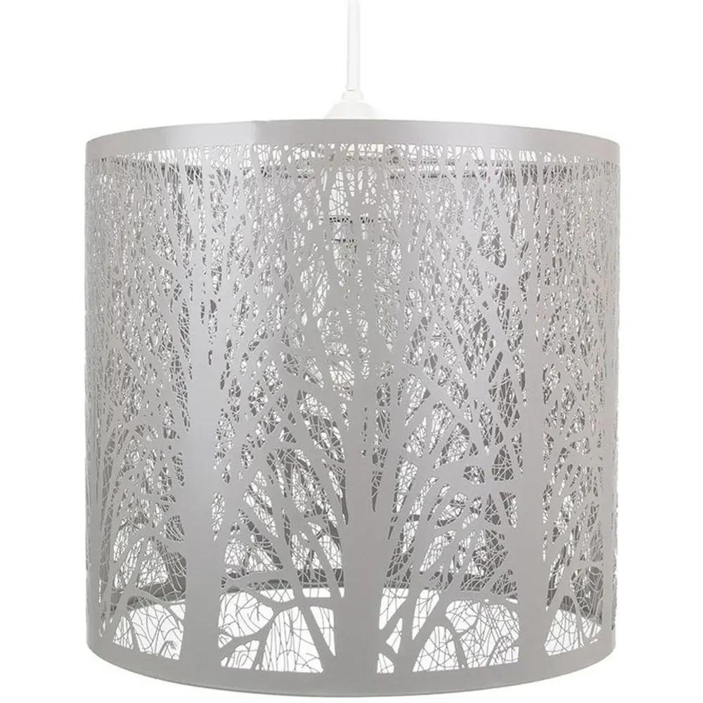 Forest Design Pendant Shade - Grey, Metal