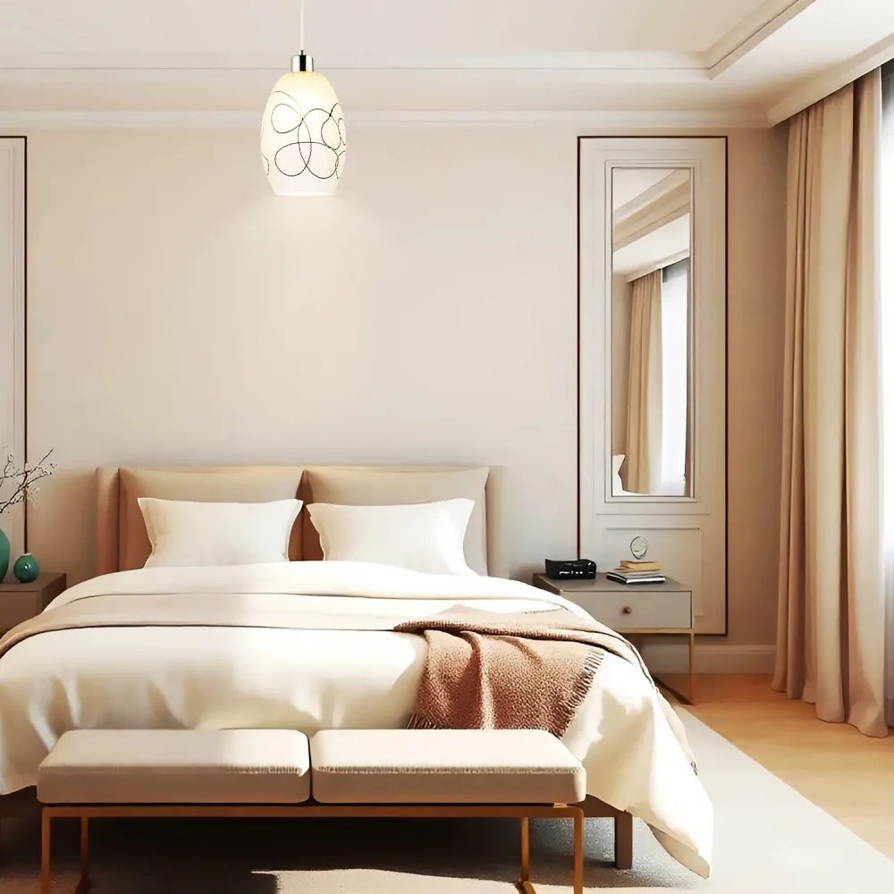 Frosted Crackle Glass Pendant Light Shade - White