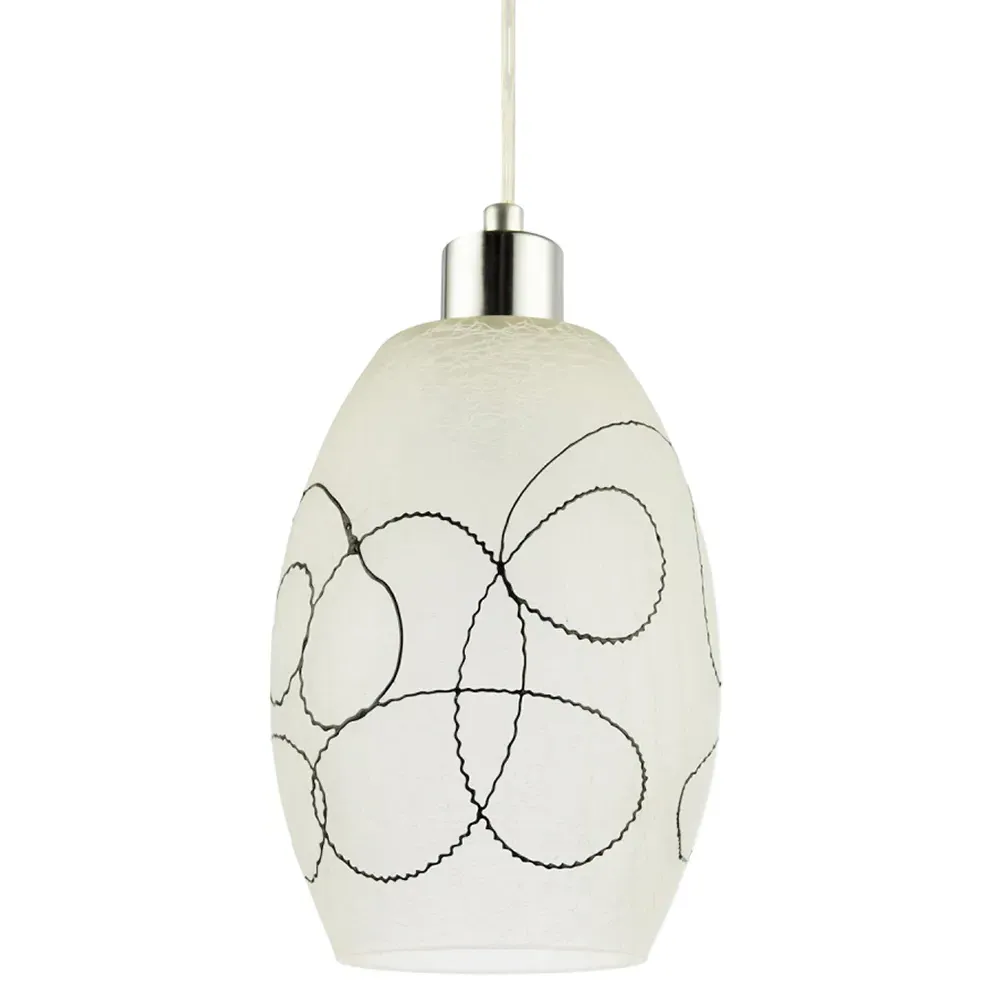Frosted Crackle Glass Pendant Light Shade - White