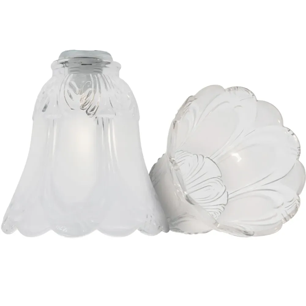 Frosted Floral Glass Shade 2 Pack - White