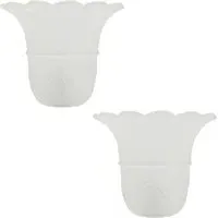 Frosted Floral Glass Shade with Ribbed Petal Trim 2 Pack - White