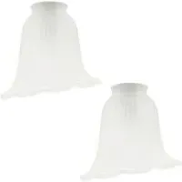 Frosted Floral Glass Shade with Slanted Opening 2 Pack - White