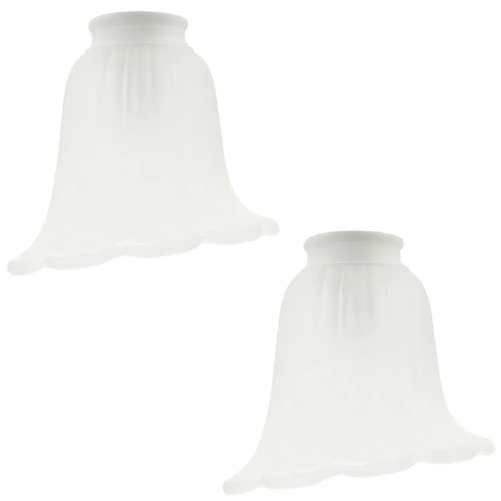 Frosted Floral Glass Shade with Slanted Opening 2 Pack - White image