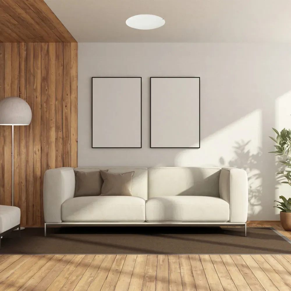 Frosted White Flush Ceiling Light with Swirl Decoration - White