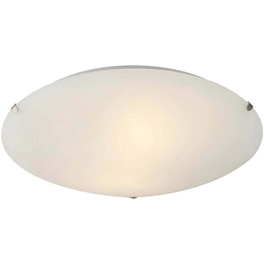 Frosted White Flush Ceiling Light with Swirl Decoration - White