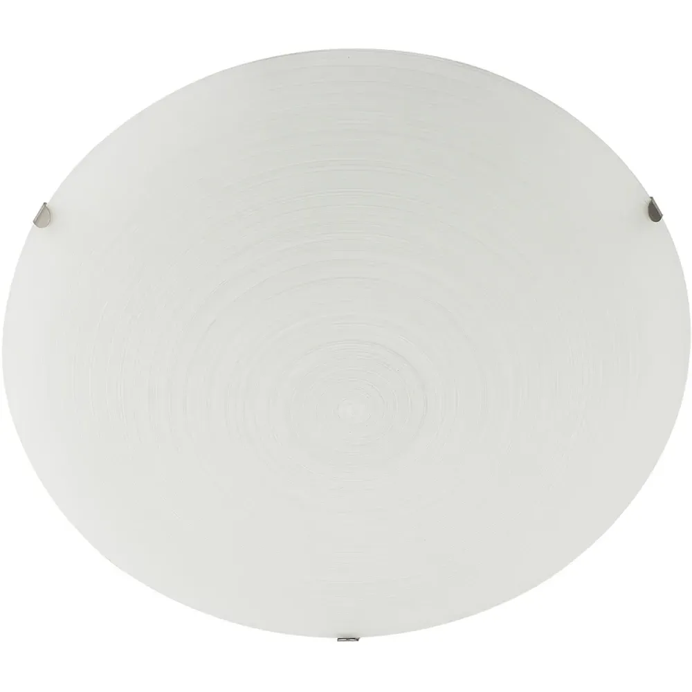 Frosted White Flush Ceiling Light with Swirl Decoration - White