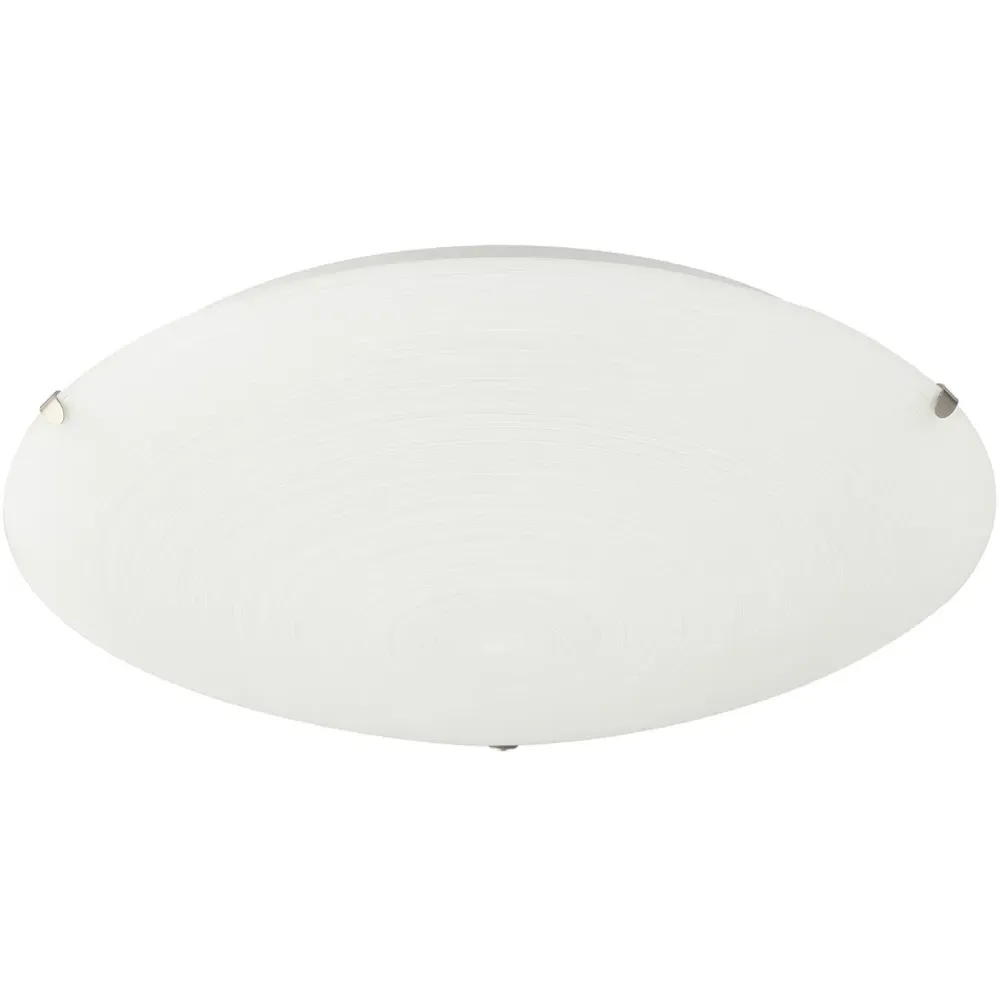 Frosted White Flush Ceiling Light with Swirl Decoration - White