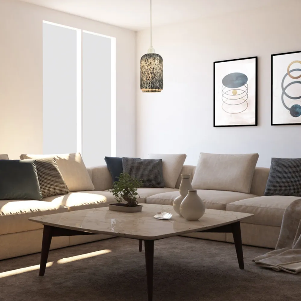 Glass Pendant Shade with Snowflake Design - Grey