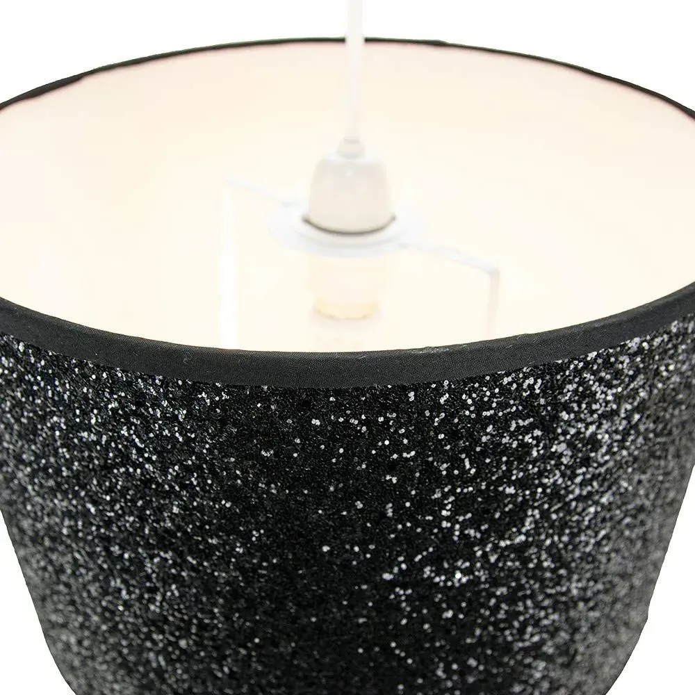 Glitter Fabric Pendant Lamp Shade - Black