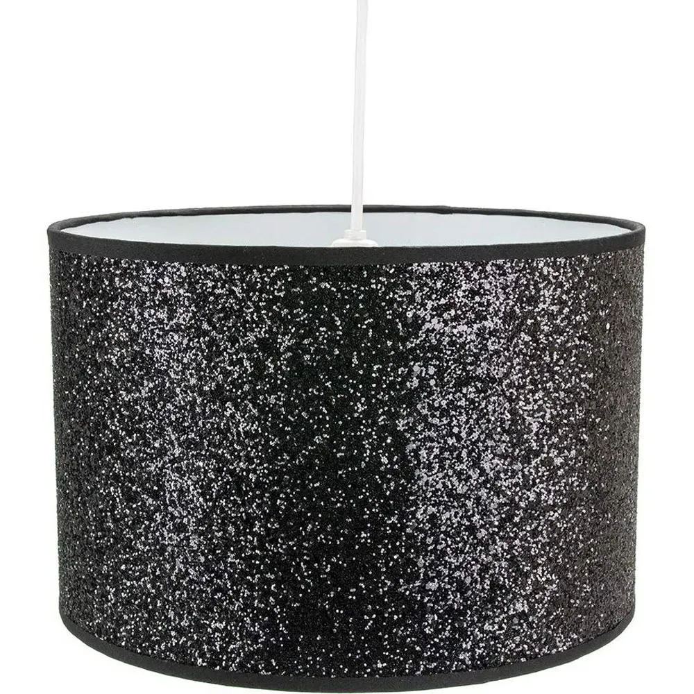 Glitter Fabric Pendant Lamp Shade - Black image
