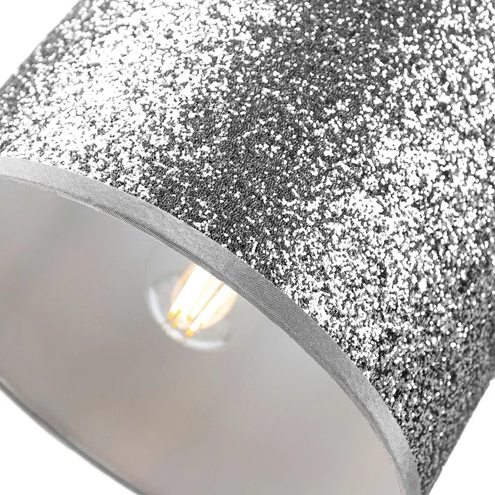 Glitter Fabric Pendant Lamp Shade - Silver